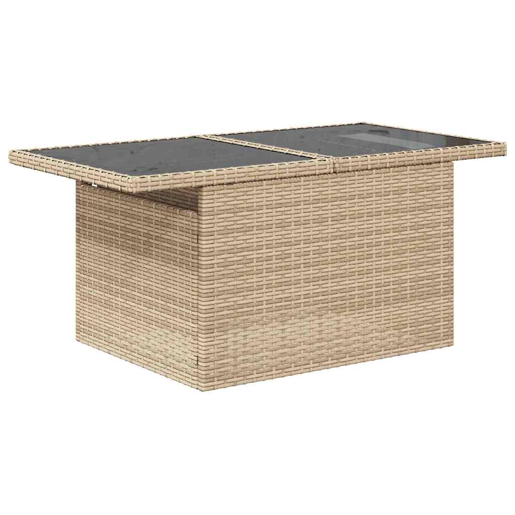 Garten-Sofa-Set mit Speicher 10 pcs Beige Poly Rattan